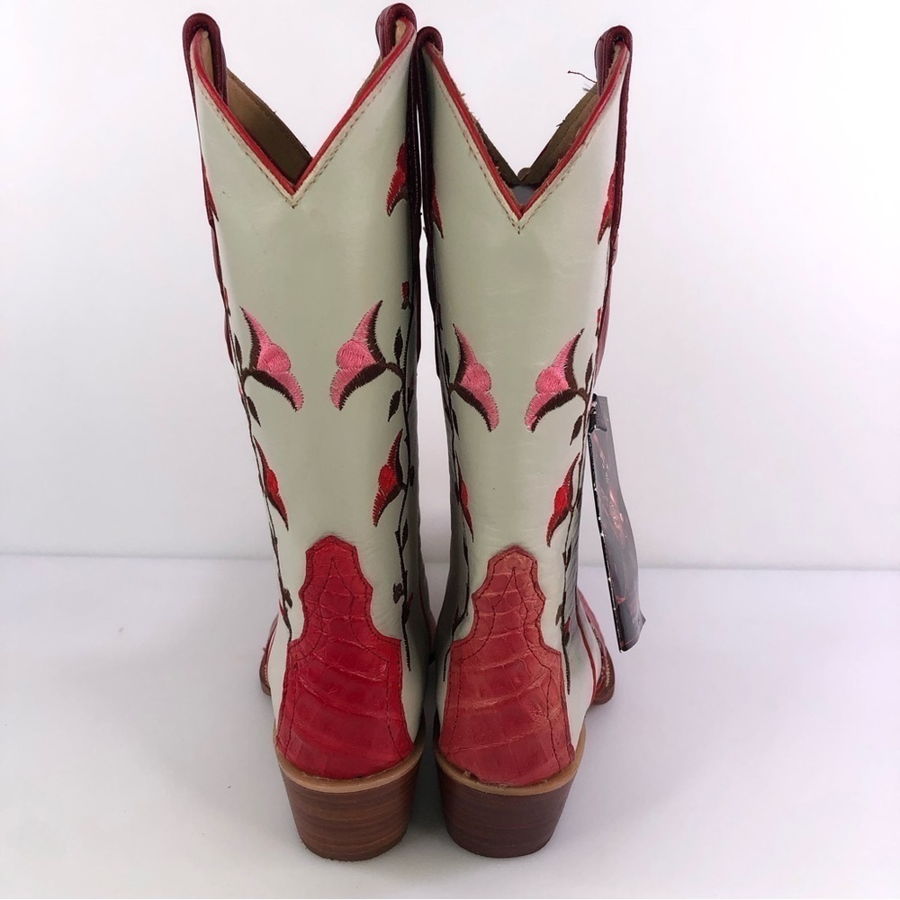 Los Altos Boots Women’s Caiman Tail Leather Cowboy Boots Size 6.5 Vintage - Picture 6 of 11